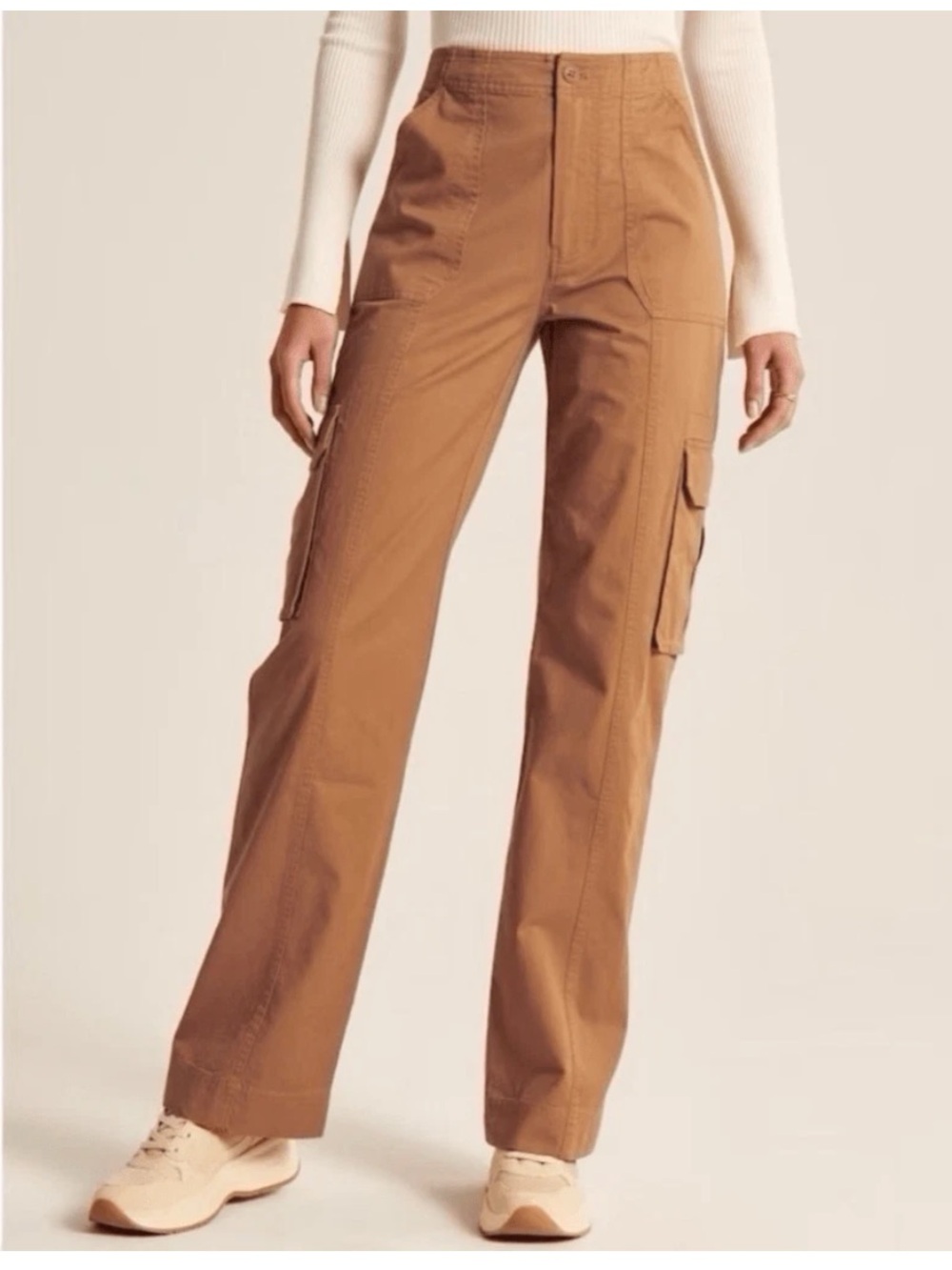 Abercrombie & Fitch Relaxed Fit Cargo Pant Brown Loose Fit Pockets Cotton 24/00